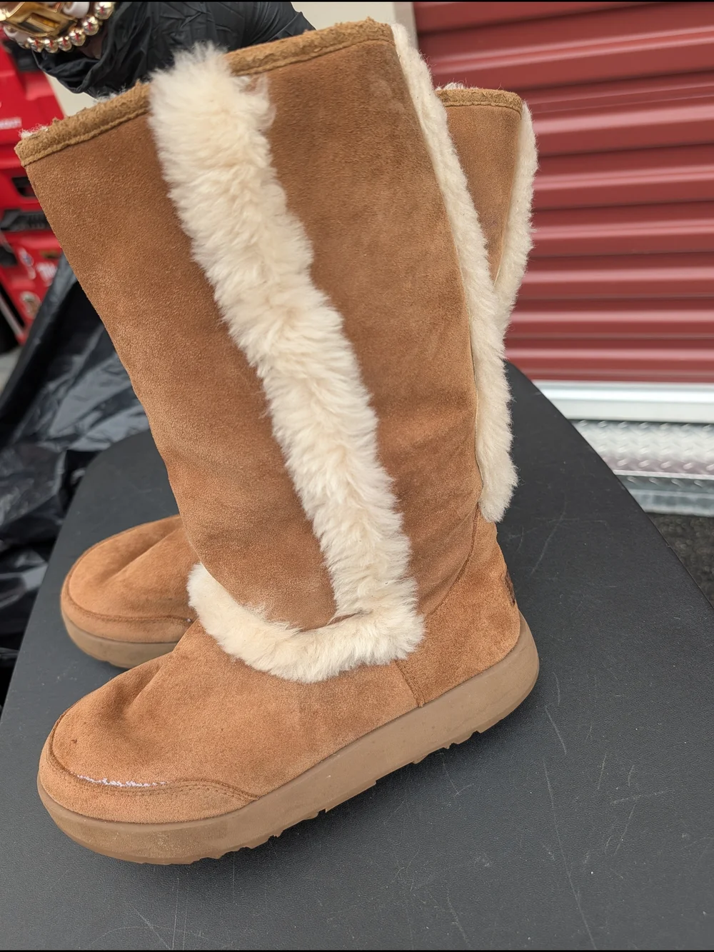 UGG Women’s Tall Suede Shearling Boots - Chestnut Brown